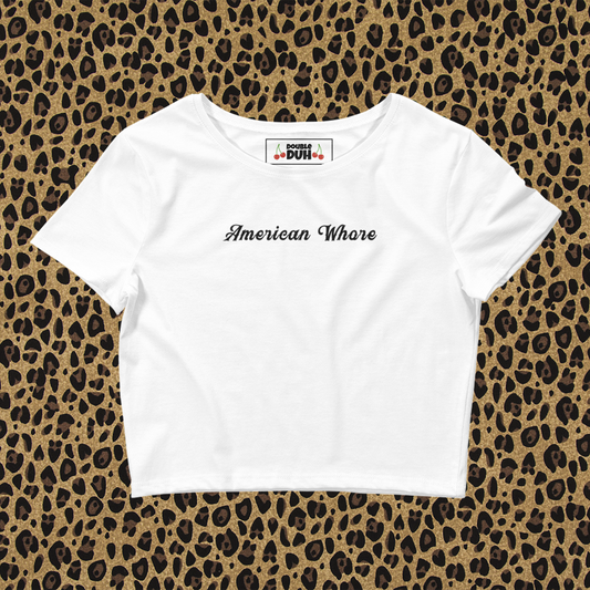 American Whore | White | Baby Tee | v2